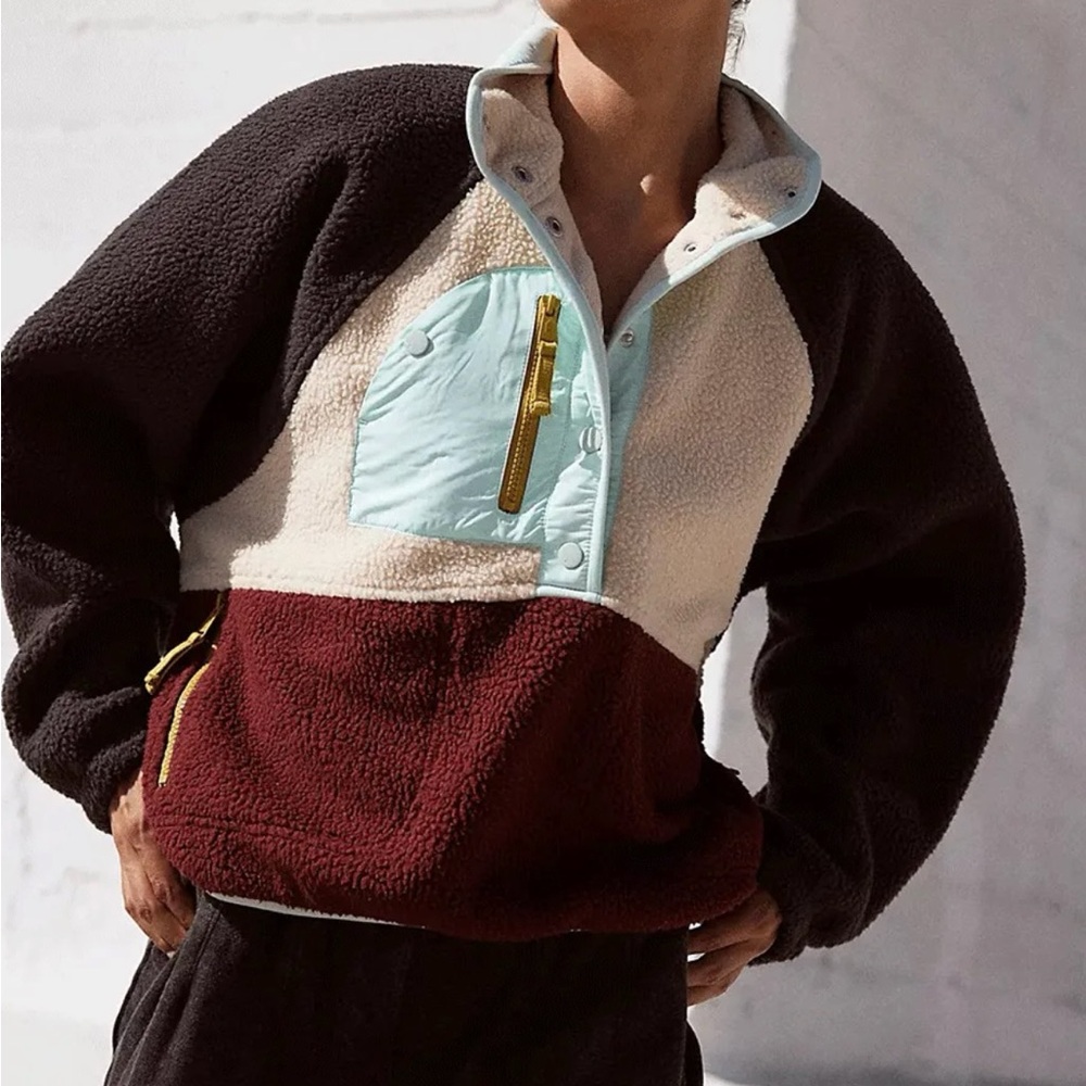 Free People Movement Hit The Slopes Colorblock Pullover size Medium